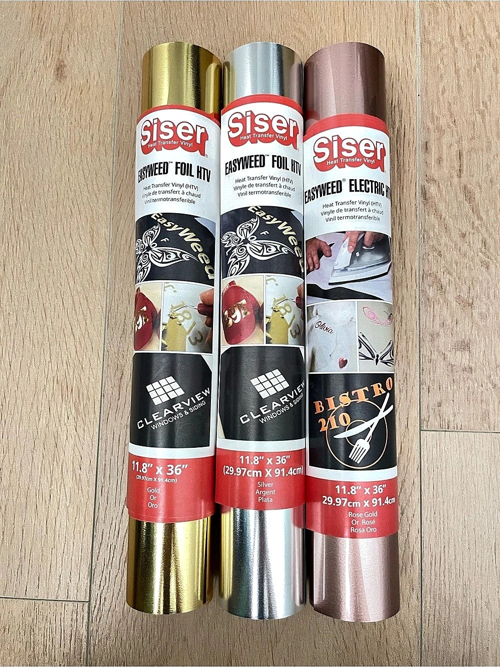 NWT 🅱️ 3 SISER EasyWeed Foil HTV (Heat Transfer Vinyl) Rolls - 11.8”x36”